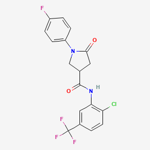 molecular formula C18H13ClF4N2O2 B5131078 N-[2-chloro-5-(trifluoromethyl)phenyl]-1-(4-fluorophenyl)-5-oxo-3-pyrrolidinecarboxamide 
