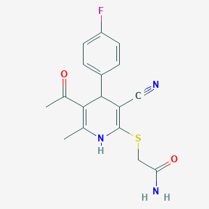 molecular formula C17H16FN3O2S B5131108 2-{[5-acetyl-3-cyano-4-(4-fluorophenyl)-6-methyl-1,4-dihydro-2-pyridinyl]thio}acetamide 
