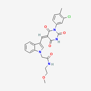 molecular formula C25H23ClN4O5 B5131116 2-(3-{[1-(3-chloro-4-methylphenyl)-2,4,6-trioxotetrahydro-5(2H)-pyrimidinylidene]methyl}-1H-indol-1-yl)-N-(2-methoxyethyl)acetamide 