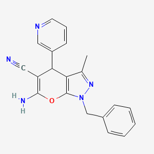 6-amino-1-benzyl-3-methyl-4-(3-pyridinyl)-1,4-dihydropyrano[2,3-c]pyrazole-5-carbonitrile