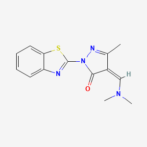 molecular formula C14H14N4OS B5131150 2-(1,3-benzothiazol-2-yl)-4-[(dimethylamino)methylene]-5-methyl-2,4-dihydro-3H-pyrazol-3-one 