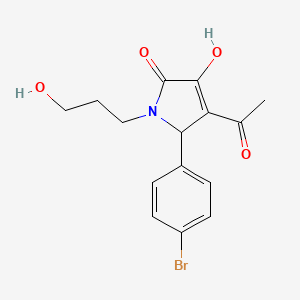 molecular formula C15H16BrNO4 B5131200 4-acetyl-5-(4-bromophenyl)-3-hydroxy-1-(3-hydroxypropyl)-1,5-dihydro-2H-pyrrol-2-one 