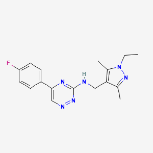 molecular formula C17H19FN6 B5131228 N-[(1-ethyl-3,5-dimethyl-1H-pyrazol-4-yl)methyl]-5-(4-fluorophenyl)-1,2,4-triazin-3-amine 