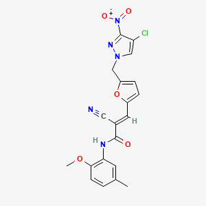 molecular formula C20H16ClN5O5 B5131236 3-{5-[(4-chloro-3-nitro-1H-pyrazol-1-yl)methyl]-2-furyl}-2-cyano-N-(2-methoxy-5-methylphenyl)acrylamide 