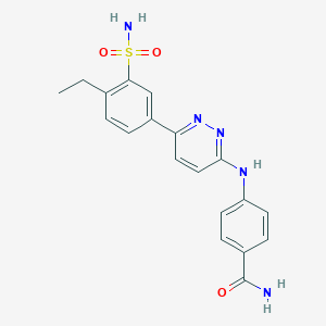molecular formula C19H19N5O3S B5131241 4-({6-[3-(aminosulfonyl)-4-ethylphenyl]-3-pyridazinyl}amino)benzamide 