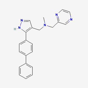 molecular formula C22H21N5 B5131264 1-[3-(4-biphenylyl)-1H-pyrazol-4-yl]-N-methyl-N-(2-pyrazinylmethyl)methanamine 