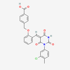 molecular formula C26H19ClN2O6 B5131268 4-[(2-{[1-(3-chloro-4-methylphenyl)-2,4,6-trioxotetrahydro-5(2H)-pyrimidinylidene]methyl}phenoxy)methyl]benzoic acid 
