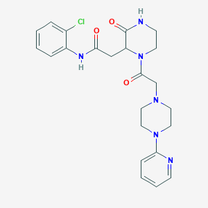 molecular formula C23H27ClN6O3 B5131295 N-(2-chlorophenyl)-2-(3-oxo-1-{[4-(2-pyridinyl)-1-piperazinyl]acetyl}-2-piperazinyl)acetamide 