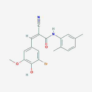 molecular formula C19H17BrN2O3 B5131328 3-(3-bromo-4-hydroxy-5-methoxyphenyl)-2-cyano-N-(2,5-dimethylphenyl)acrylamide 