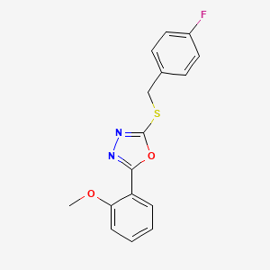 molecular formula C16H13FN2O2S B5131383 2-[(4-fluorobenzyl)thio]-5-(2-methoxyphenyl)-1,3,4-oxadiazole 