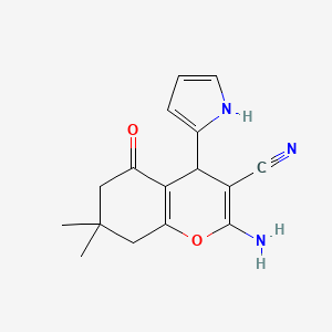 molecular formula C16H17N3O2 B5131446 2-amino-7,7-dimethyl-5-oxo-4-(1H-pyrrol-2-yl)-5,6,7,8-tetrahydro-4H-chromene-3-carbonitrile 