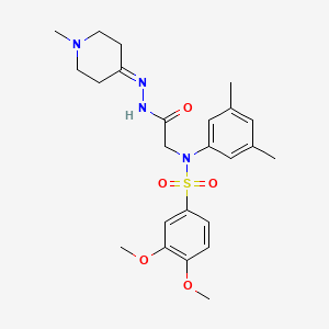 molecular formula C24H32N4O5S B5131518 N-(3,5-dimethylphenyl)-3,4-dimethoxy-N-{2-[2-(1-methyl-4-piperidinylidene)hydrazino]-2-oxoethyl}benzenesulfonamide 