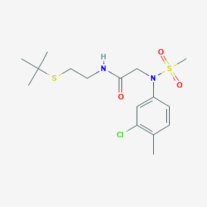 molecular formula C16H25ClN2O3S2 B5131569 N~1~-[2-(tert-butylthio)ethyl]-N~2~-(3-chloro-4-methylphenyl)-N~2~-(methylsulfonyl)glycinamide 