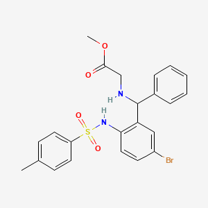 molecular formula C23H23BrN2O4S B5131593 methyl N-[(5-bromo-2-{[(4-methylphenyl)sulfonyl]amino}phenyl)(phenyl)methyl]glycinate 