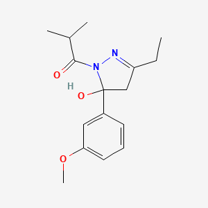 molecular formula C16H22N2O3 B5131618 3-ethyl-1-isobutyryl-5-(3-methoxyphenyl)-4,5-dihydro-1H-pyrazol-5-ol 