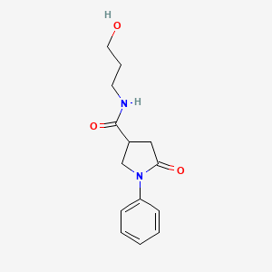 molecular formula C14H18N2O3 B5131625 N-(3-hydroxypropyl)-5-oxo-1-phenyl-3-pyrrolidinecarboxamide 