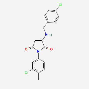 molecular formula C18H16Cl2N2O2 B5131662 3-[(4-chlorobenzyl)amino]-1-(3-chloro-4-methylphenyl)-2,5-pyrrolidinedione 