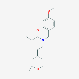 molecular formula C20H31NO3 B5131669 N-[2-(2,2-dimethyltetrahydro-2H-pyran-4-yl)ethyl]-N-(4-methoxybenzyl)propanamide 