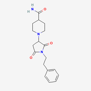 molecular formula C18H23N3O3 B5131670 1-[2,5-dioxo-1-(2-phenylethyl)-3-pyrrolidinyl]-4-piperidinecarboxamide 