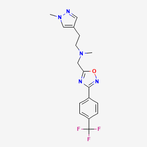 molecular formula C17H18F3N5O B5131697 N-methyl-2-(1-methyl-1H-pyrazol-4-yl)-N-({3-[4-(trifluoromethyl)phenyl]-1,2,4-oxadiazol-5-yl}methyl)ethanamine 