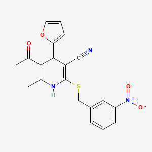 molecular formula C20H17N3O4S B5131706 5-acetyl-4-(2-furyl)-6-methyl-2-[(3-nitrobenzyl)thio]-1,4-dihydro-3-pyridinecarbonitrile 