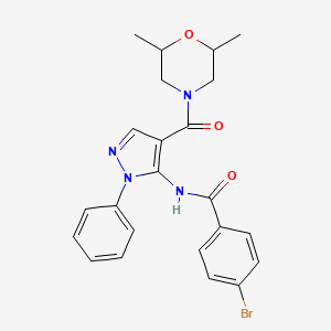 molecular formula C23H23BrN4O3 B5131755 4-bromo-N-{4-[(2,6-dimethyl-4-morpholinyl)carbonyl]-1-phenyl-1H-pyrazol-5-yl}benzamide 
