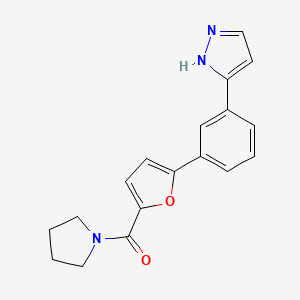 molecular formula C18H17N3O2 B5131822 3-{3-[5-(1-pyrrolidinylcarbonyl)-2-furyl]phenyl}-1H-pyrazole 