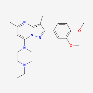 molecular formula C22H29N5O2 B5131837 2-(3,4-dimethoxyphenyl)-7-(4-ethyl-1-piperazinyl)-3,5-dimethylpyrazolo[1,5-a]pyrimidine 