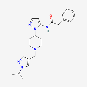 molecular formula C23H30N6O B5131931 N-(1-{1-[(1-isopropyl-1H-pyrazol-4-yl)methyl]-4-piperidinyl}-1H-pyrazol-5-yl)-2-phenylacetamide 