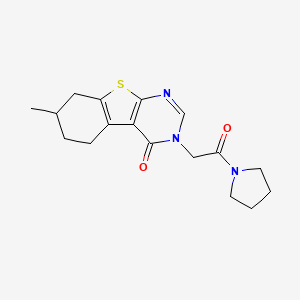molecular formula C17H21N3O2S B5131977 7-methyl-3-[2-oxo-2-(1-pyrrolidinyl)ethyl]-5,6,7,8-tetrahydro[1]benzothieno[2,3-d]pyrimidin-4(3H)-one 