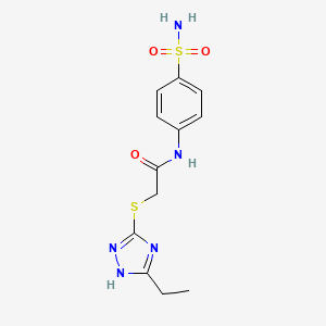 molecular formula C12H15N5O3S2 B5131991 N-[4-(aminosulfonyl)phenyl]-2-[(5-ethyl-4H-1,2,4-triazol-3-yl)thio]acetamide 