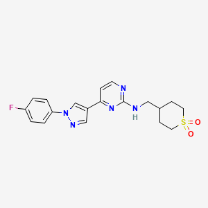 molecular formula C19H20FN5O2S B5132028 N-[(1,1-dioxidotetrahydro-2H-thiopyran-4-yl)methyl]-4-[1-(4-fluorophenyl)-1H-pyrazol-4-yl]-2-pyrimidinamine 