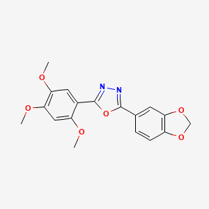 molecular formula C18H16N2O6 B5132035 2-(1,3-benzodioxol-5-yl)-5-(2,4,5-trimethoxyphenyl)-1,3,4-oxadiazole CAS No. 90754-85-1