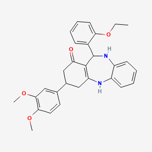molecular formula C29H30N2O4 B5132042 3-(3,4-dimethoxyphenyl)-11-(2-ethoxyphenyl)-2,3,4,5,10,11-hexahydro-1H-dibenzo[b,e][1,4]diazepin-1-one 
