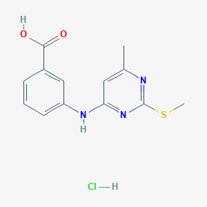 molecular formula C13H14ClN3O2S B5132102 3-{[6-methyl-2-(methylthio)-4-pyrimidinyl]amino}benzoic acid hydrochloride 