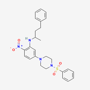 molecular formula C26H30N4O4S B5132105 (1-methyl-3-phenylpropyl){2-nitro-5-[4-(phenylsulfonyl)-1-piperazinyl]phenyl}amine 