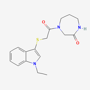 molecular formula C17H21N3O2S B5132108 4-{[(1-ethyl-1H-indol-3-yl)thio]acetyl}-1,4-diazepan-2-one 