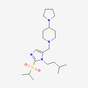 molecular formula C21H38N4O2S B5132116 1-{[2-(isopropylsulfonyl)-1-(3-methylbutyl)-1H-imidazol-5-yl]methyl}-4-(1-pyrrolidinyl)piperidine 
