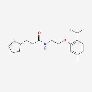 molecular formula C20H31NO2 B5132119 3-cyclopentyl-N-[2-(2-isopropyl-5-methylphenoxy)ethyl]propanamide 