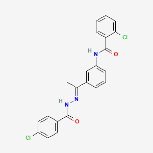 molecular formula C22H17Cl2N3O2 B5132241 2-chloro-N-{3-[N-(4-chlorobenzoyl)ethanehydrazonoyl]phenyl}benzamide 