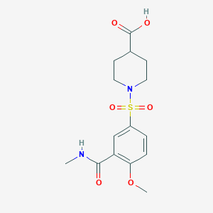 molecular formula C15H20N2O6S B5132246 1-({4-methoxy-3-[(methylamino)carbonyl]phenyl}sulfonyl)-4-piperidinecarboxylic acid 