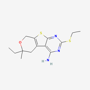 molecular formula C14H19N3OS2 B5132259 6-ethyl-2-(ethylthio)-6-methyl-5,8-dihydro-6H-pyrano[4',3':4,5]thieno[2,3-d]pyrimidin-4-amine CAS No. 6000-32-4