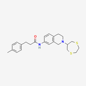 molecular formula C24H30N2OS2 B5132285 N-[2-(1,4-dithiepan-6-yl)-1,2,3,4-tetrahydro-7-isoquinolinyl]-3-(4-methylphenyl)propanamide 