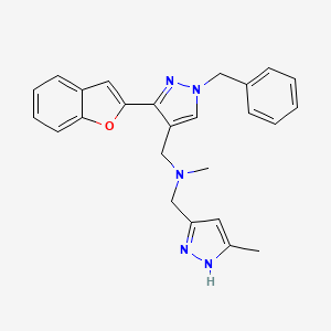 molecular formula C25H25N5O B5132324 1-[3-(1-benzofuran-2-yl)-1-benzyl-1H-pyrazol-4-yl]-N-methyl-N-[(5-methyl-1H-pyrazol-3-yl)methyl]methanamine 