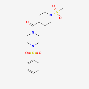 molecular formula C18H27N3O5S2 B5132346 1-[(4-methylphenyl)sulfonyl]-4-{[1-(methylsulfonyl)-4-piperidinyl]carbonyl}piperazine 