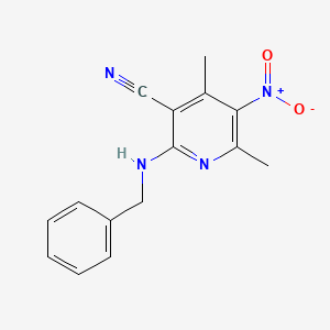 molecular formula C15H14N4O2 B5132428 2-(benzylamino)-4,6-dimethyl-5-nitronicotinonitrile 