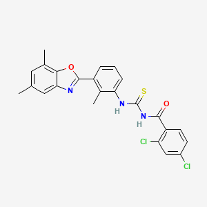 2,4-dichloro-N-({[3-(5,7-dimethyl-1,3-benzoxazol-2-yl)-2-methylphenyl]amino}carbonothioyl)benzamide