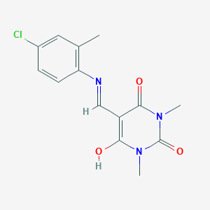molecular formula C14H14ClN3O3 B5132524 5-{[(4-chloro-2-methylphenyl)amino]methylene}-1,3-dimethyl-2,4,6(1H,3H,5H)-pyrimidinetrione 