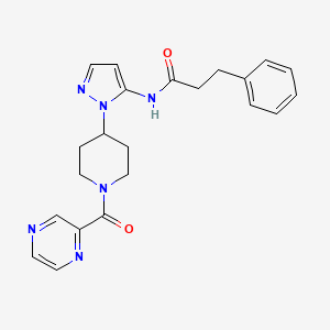 molecular formula C22H24N6O2 B5132532 3-phenyl-N-{1-[1-(2-pyrazinylcarbonyl)-4-piperidinyl]-1H-pyrazol-5-yl}propanamide 