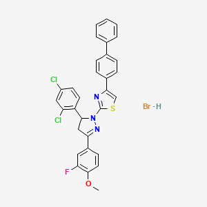 molecular formula C31H23BrCl2FN3OS B5132537 4-(4-biphenylyl)-2-[5-(2,4-dichlorophenyl)-3-(3-fluoro-4-methoxyphenyl)-4,5-dihydro-1H-pyrazol-1-yl]-1,3-thiazole hydrobromide 